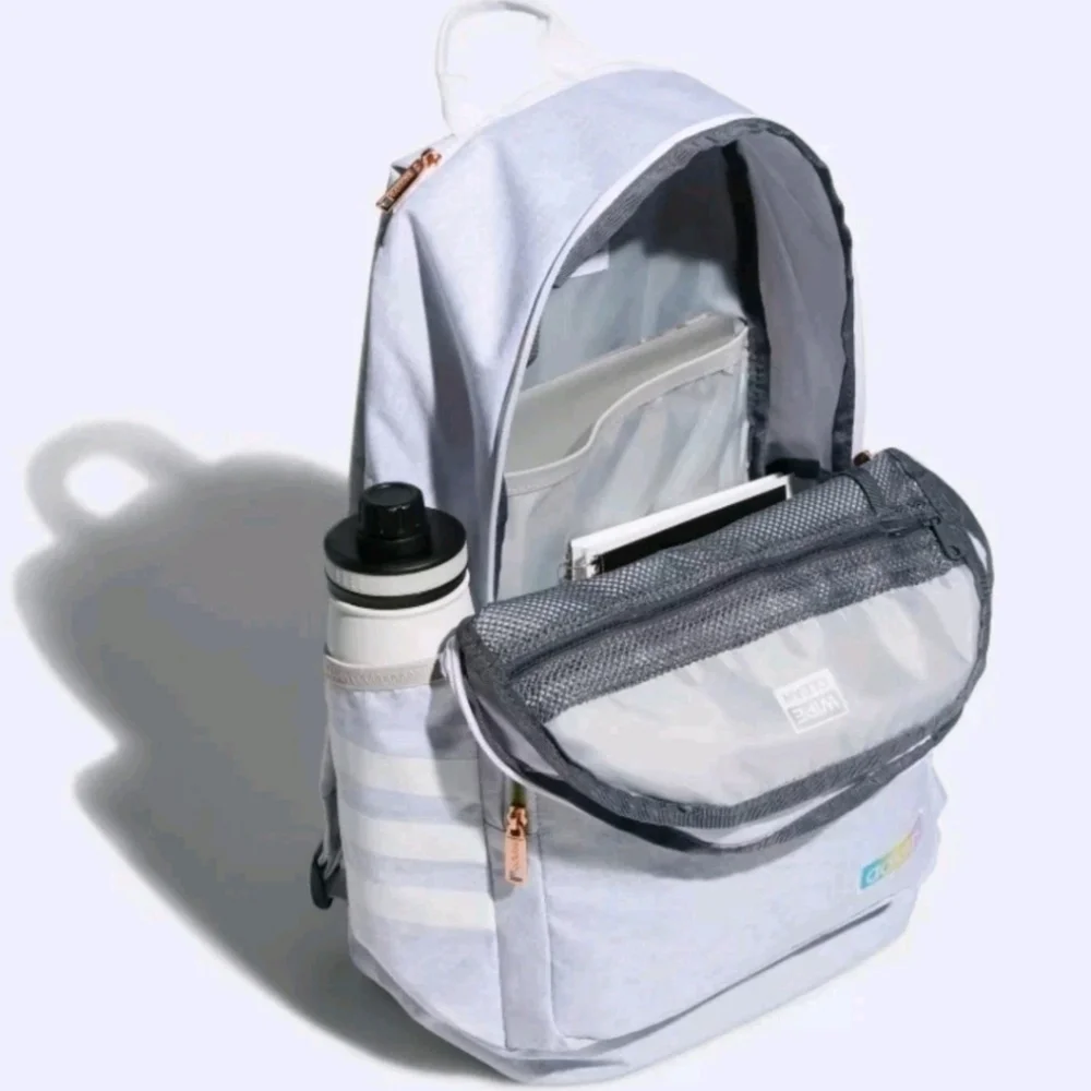 Adidas Rainbow/Gray Classic 3 Stripes Full Size Backpack NWT $50